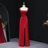 Square-neck satin-finish mermaid prom gown on a mannequin