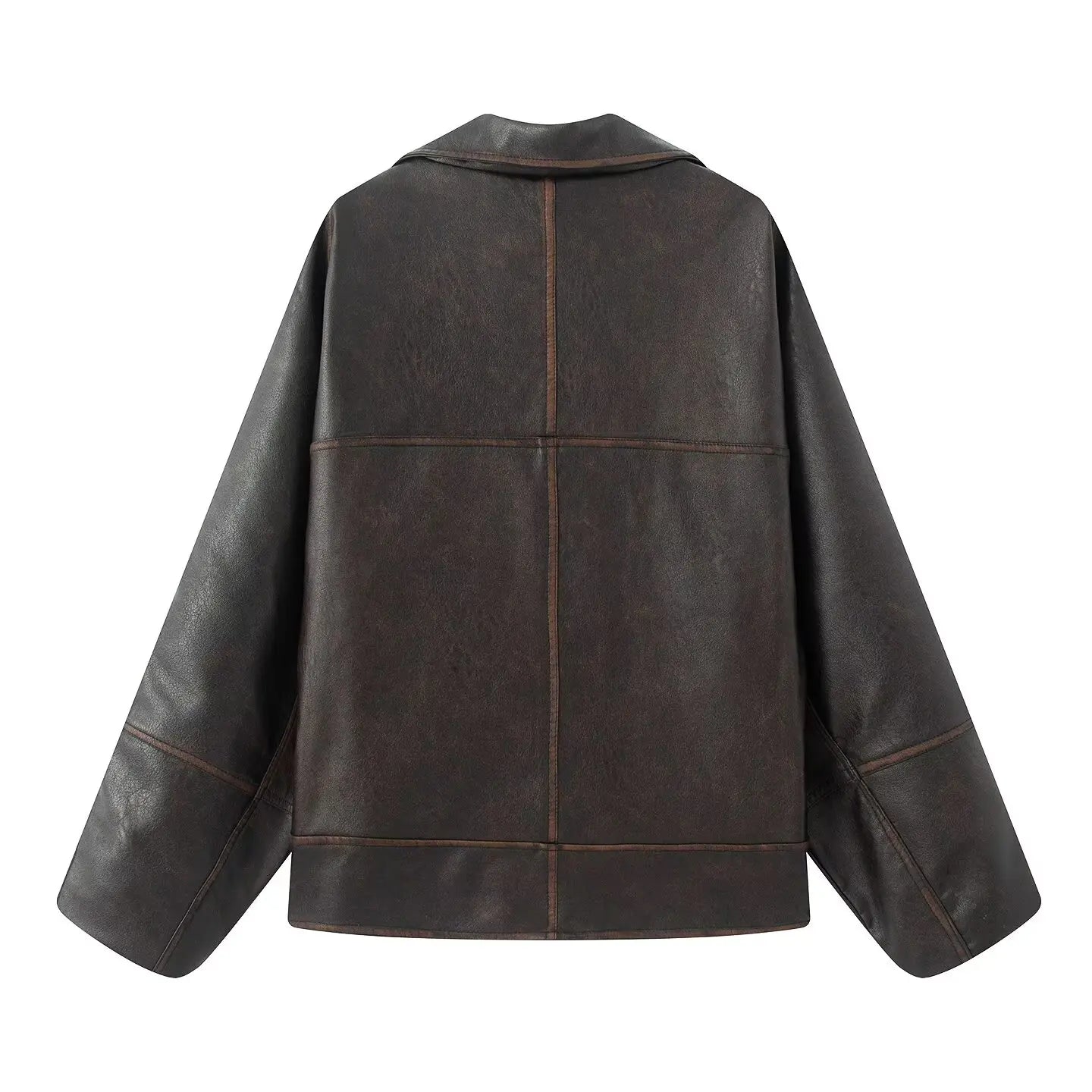 Relaxed fit street style leather outerwear for cool season layering