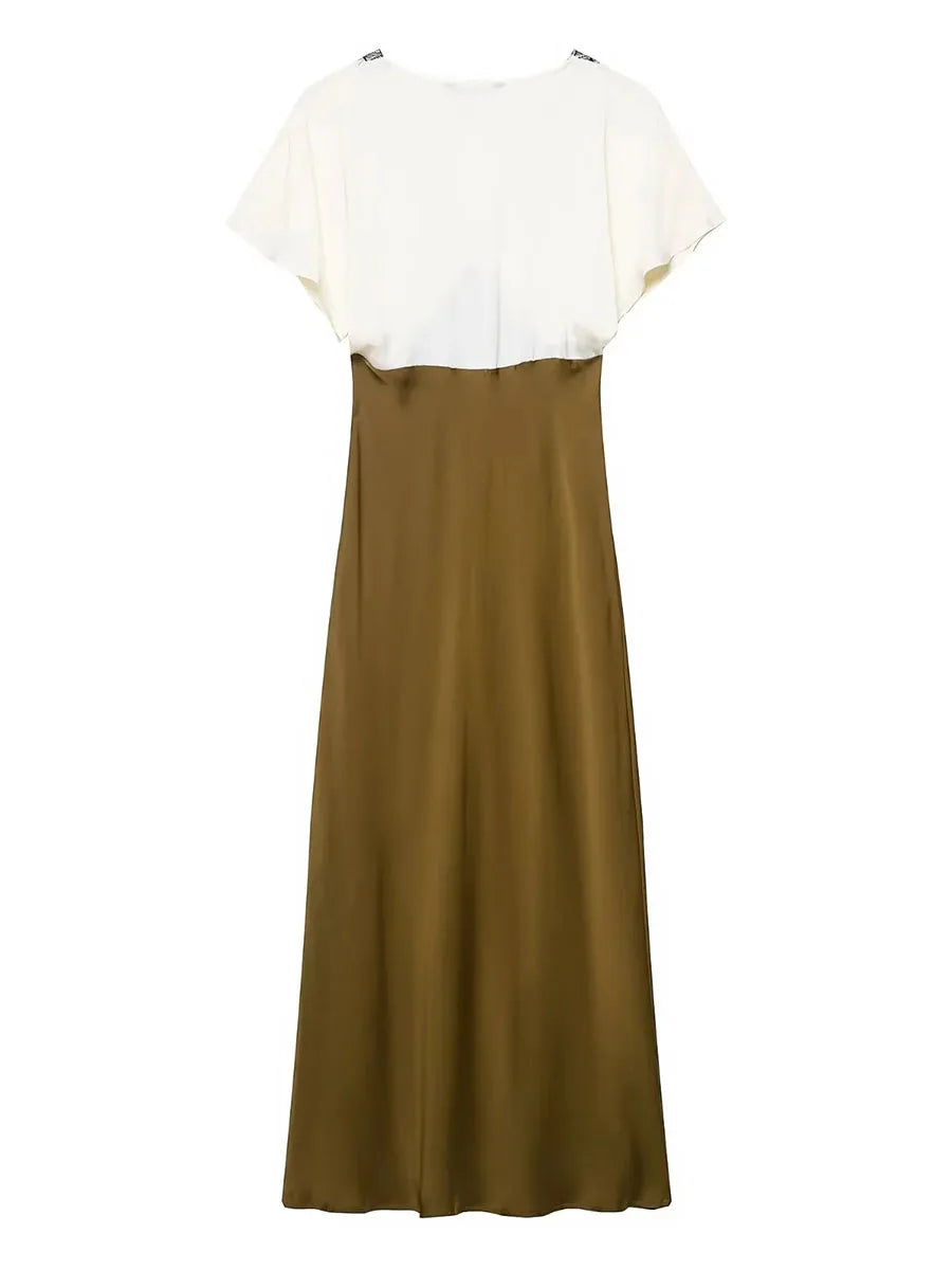 Retro lace detail midi dress paired for brunch or cottagecore-inspired outings