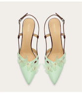 Rhinestone butterfly strap heels with pointed toe