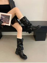 Classic round toe cowboy boots with low heel