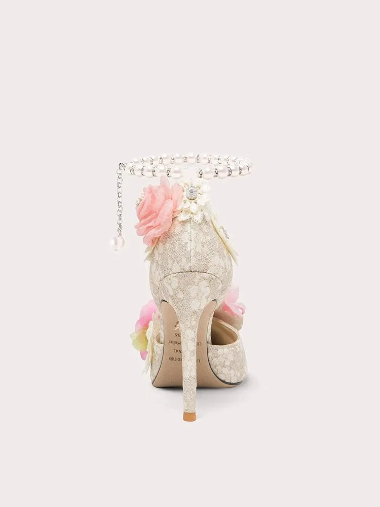 Romantic pearl strap sandals for brides seeking magical style