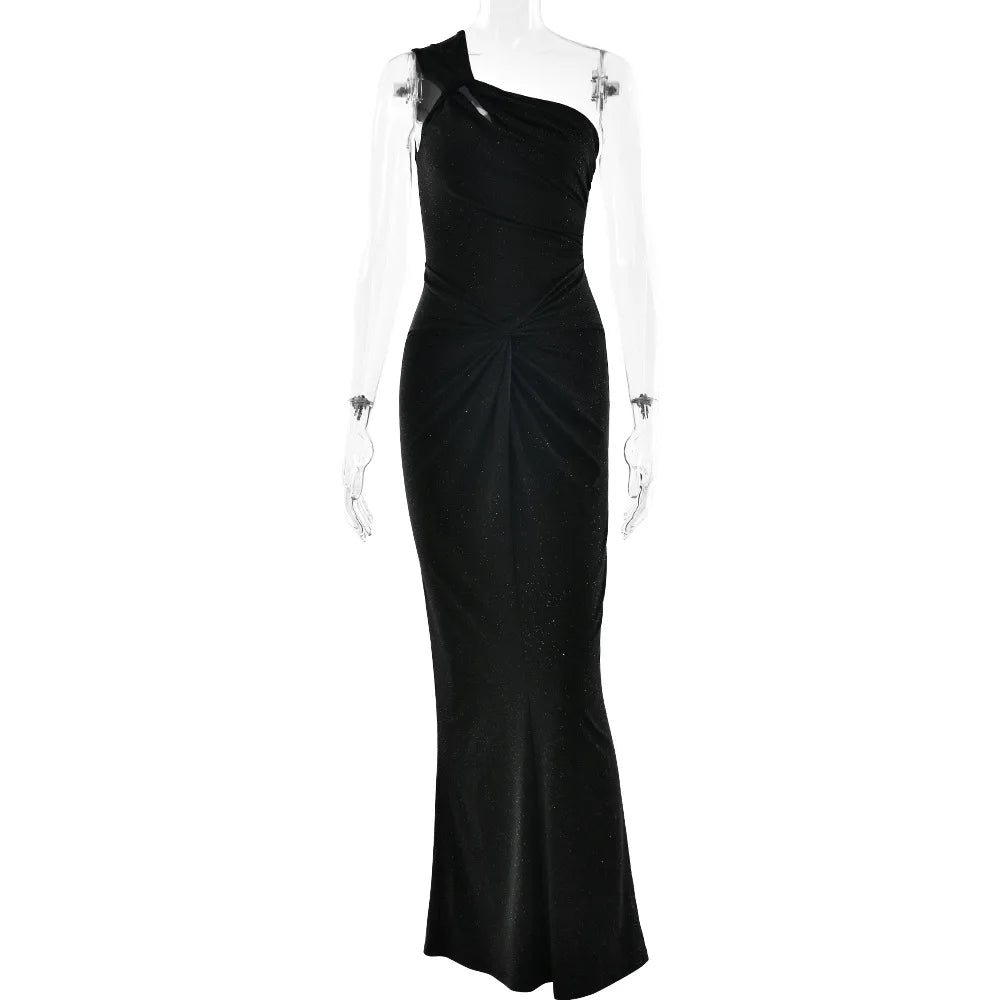 Ruched jersey evening dress in emerald green with knot detail