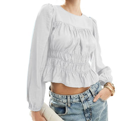 A stylish solid-color top with a ruffled design.