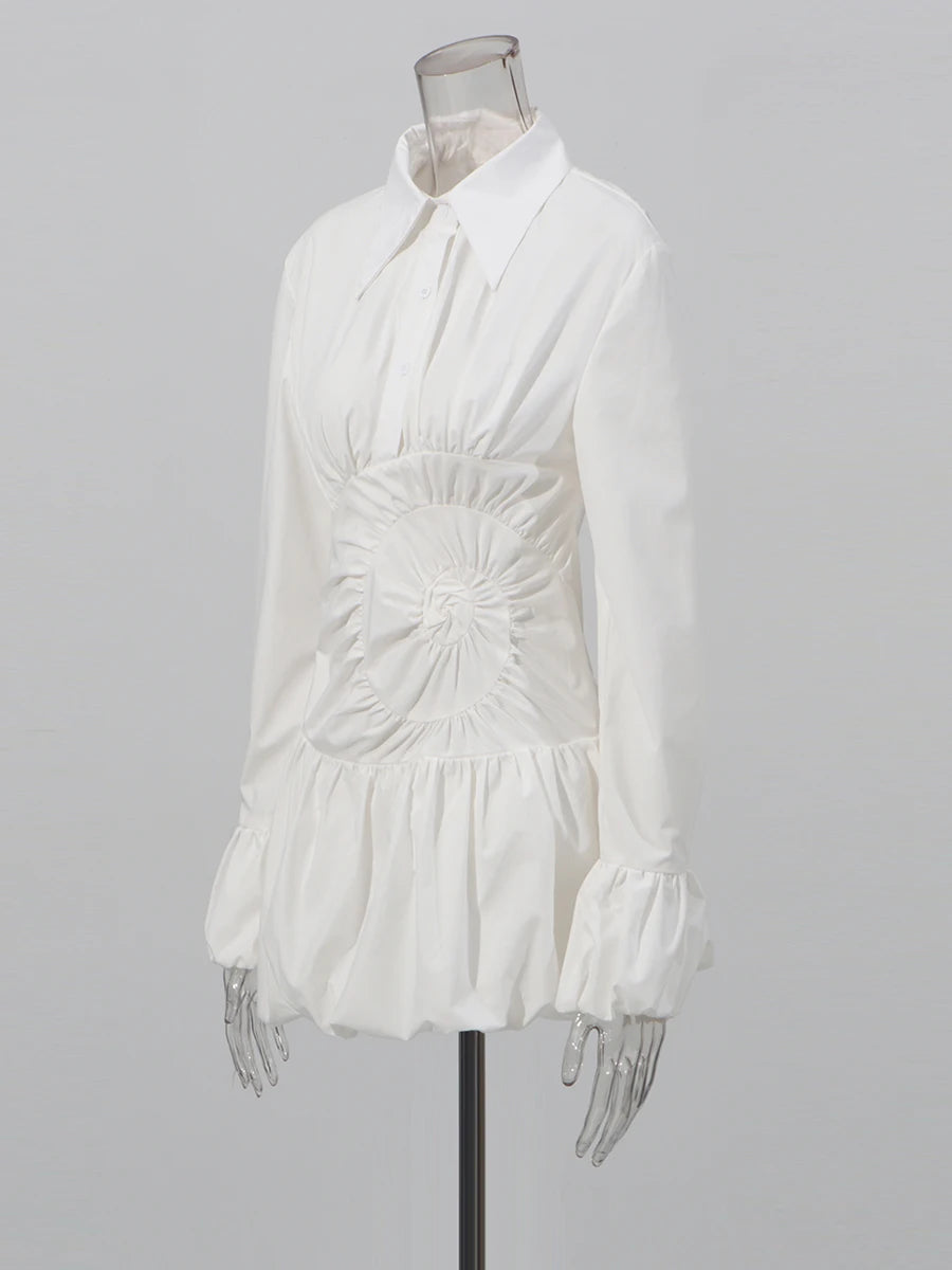 Structured white mini dress with tailored collar