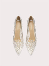 Sparkling sequin lace wedding pumps with pointed toe