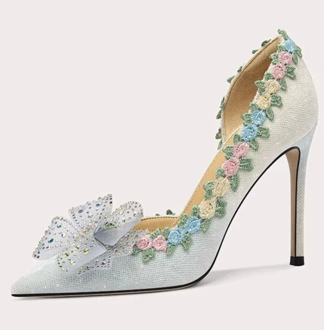 Sequin pointed toe stiletto evening shoes