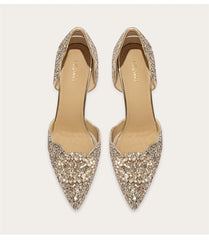 Sparkly sequin rhinestone slip-on sandals for weddings