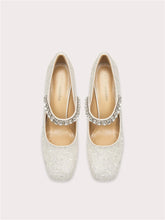 Square toe sequin rhinestone bridal pumps