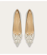 Sparkly sequin rhinestone stilettos with butterfly bow