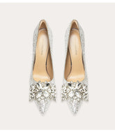 Sequined crystal pointed wedding heels for women