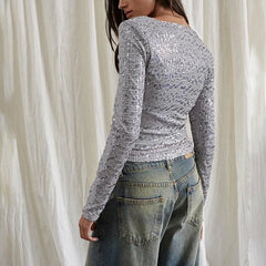 Sequined scoop neck top for evening and clubwear outfits