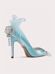 Pointed toe silk sandals for spring and summer