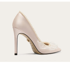 Women’s pearl lace edge high heel evening shoes
