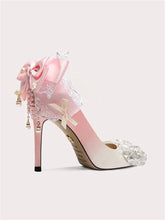 Silk butterfly-knot party pumps in pink for weddings and events