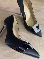 Pointed silk high heels for weddings and parties