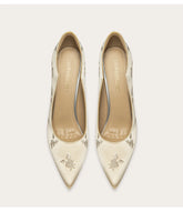 Silk embroidered pointed toe bridal pumps