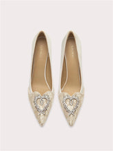Silk lace rhinestone pumps with pointed toe and thin heel