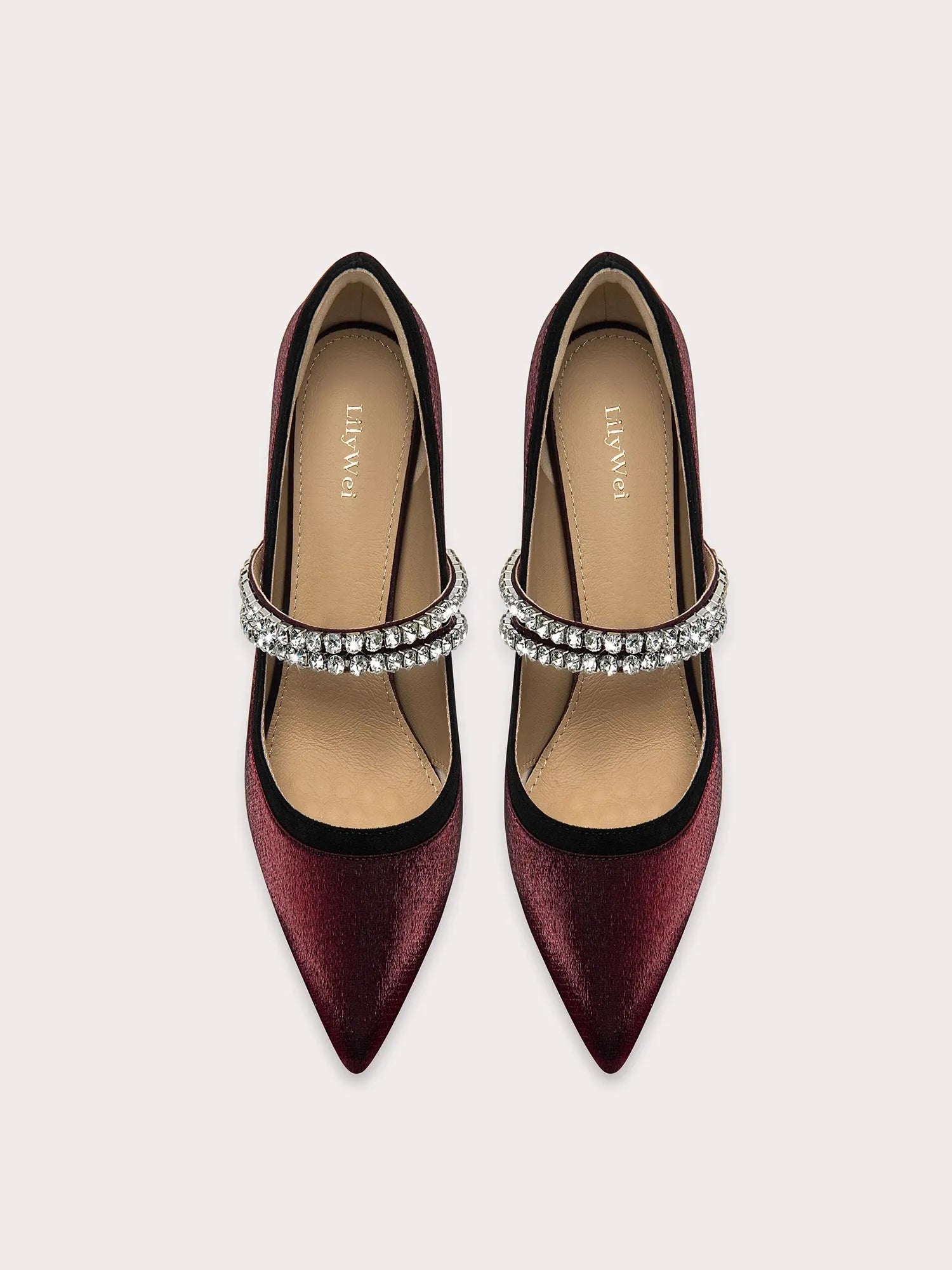 Silk rhinestone flannel pumps with pointed toe