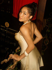 Women’s sleeveless sequined halter evening dress