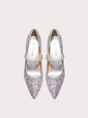 Silver glitter pointed party pumps styled for weddings and glamorous nights