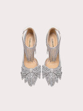 Silver tassel crystal party sandals styled for glamorous celebrations