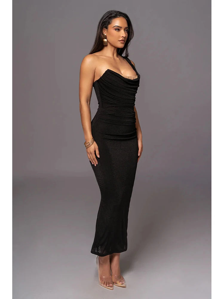 Sleek sleeveless patchwork dress for summer clubwear