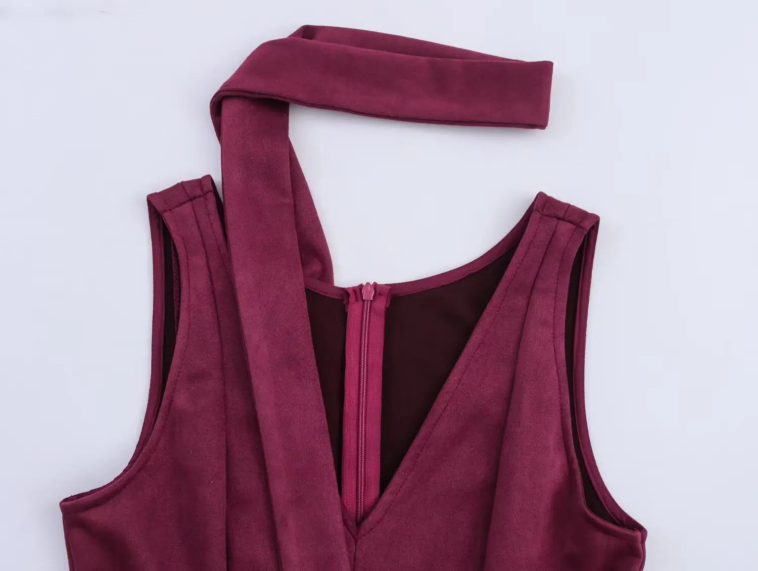 Sleeveless maroon fit and flare dress perfect for festive occasions