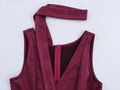 Sleeveless maroon fit and flare dress perfect for festive occasions