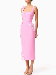 Sleeveless mid-calf floral gown for women’s eveningwear