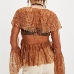 A back view of a slim-fit Y2K mesh tee, highlighting the body-hugging silhouette.