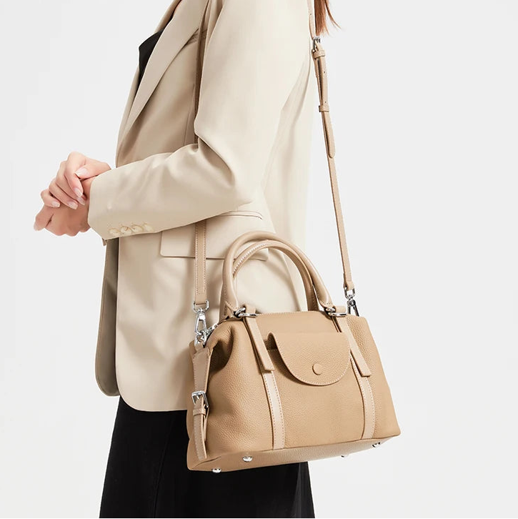 Elegant cowhide satchel styled for versatile daily use