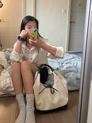 Soft neutral everyday shoulder tote in modern casual style