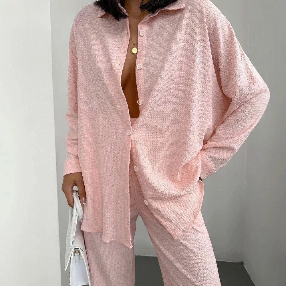 Soft relaxed home set in light purple—trendy spring minimalism