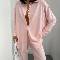 Soft relaxed home set in light purple—trendy spring minimalism