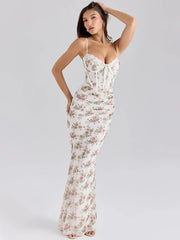 Spaghetti strap backless dress with flattering silhouette