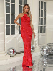 Spaghetti strap floral evening dress for cocktail and gala parties