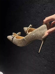 Sparkling gold party heels for women perfect for weddings and events
