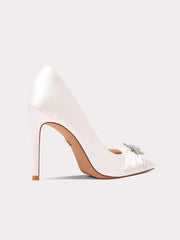 Sparkling ivory event shoes in silk designed for celebration style