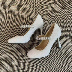 Sparkly high heel stiletto pumps with rhinestones