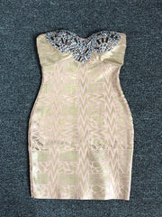 Sparkly sheath gown with slash neck and floral embroidery