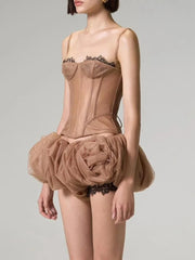 Statement brown two-piece outfit for evening occasions