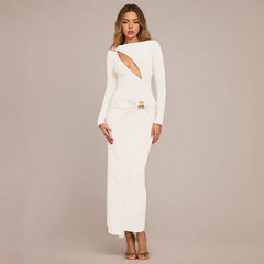 Statement city event white dress with bold tailored style