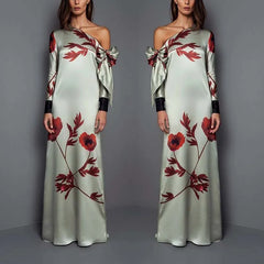 Statement floral print dress for weddings and gallery nights