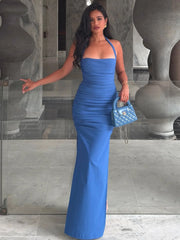Statement blue ankle-length gown for sunset celebrations