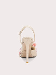 Statement occasion flower sandal with sequins and open vamp