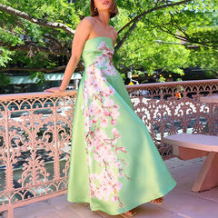 Sleeveless  floral maxi dress with A-line fit