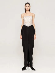 Strapless corset-style dress with lace-up back styling detail
