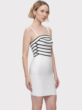 striped bandage mini dress styled for modern parties