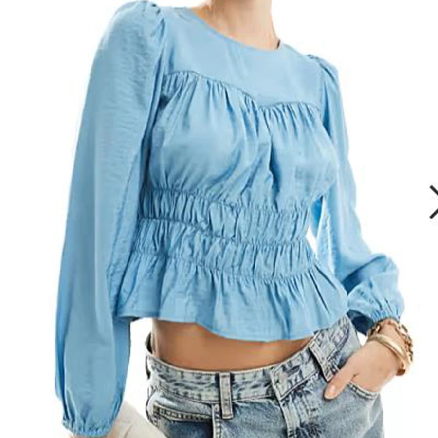 The top showing the smocked and ruffled details.